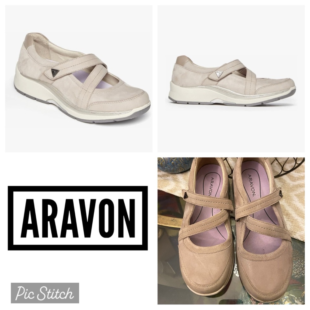 Aravon Women's Pyper Cross Strap Sneaker In Taupe Leather